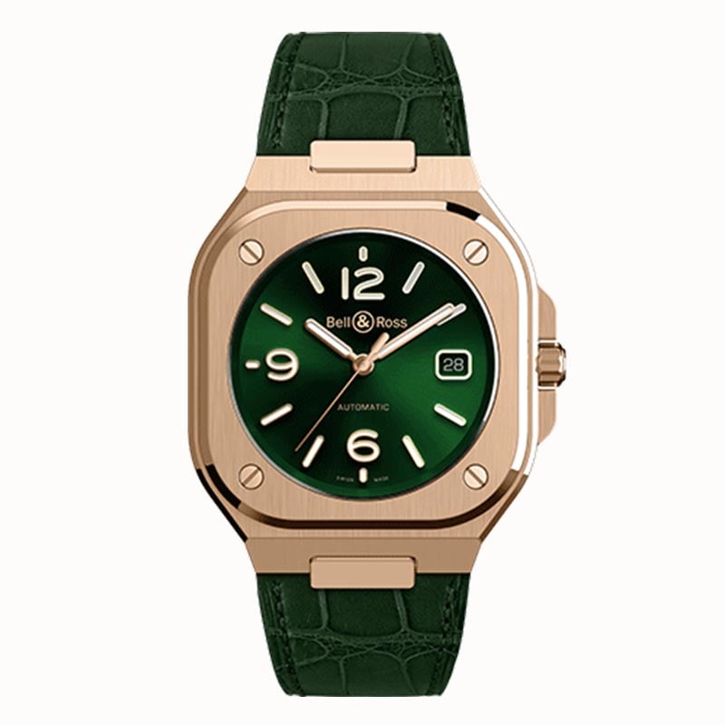 Bell & ross br 05 green gold br05a-gn-pg-scr